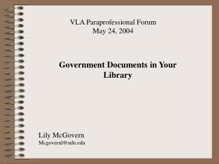 Government Documents in Your Library