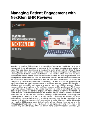 Managing Patient Engagement with NextGen EHR Reviews