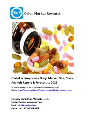 Global Schizophrenia Drugs Market Trends, Size, Competitive Analysis and Forecas