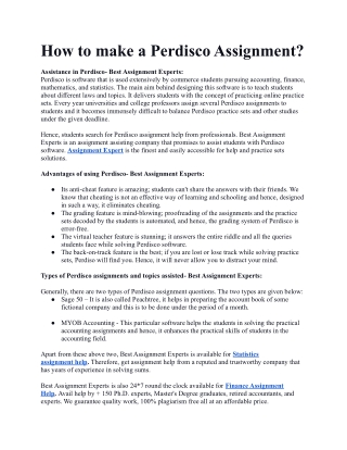 How to make a Perdisco Assignment