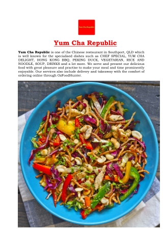 5% Off - Yum Cha Republic Chinese Menu Southpo