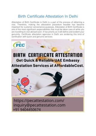 birth certificate attestation in delhi