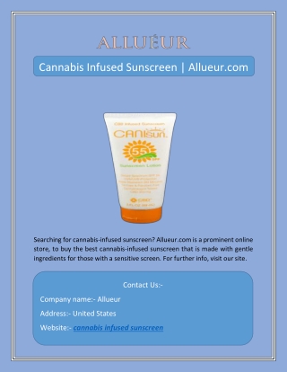 Cannabis Infused Sunscreen | Allueur.com