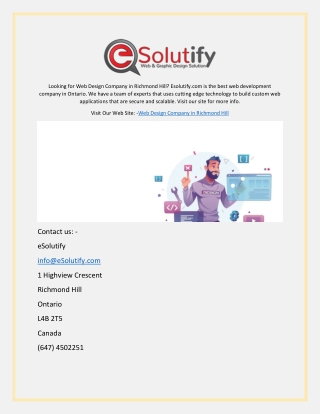 Web Design Company in Richmond Hill | Esolutify.com