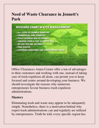 Find the best Rubbish Clearance in Jennett's Park