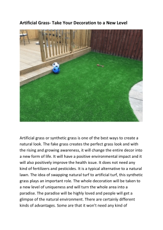 Artificial Grass- Take Your Decoration to a New Level