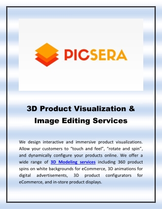 3D Product Visualization & Image Editing Services