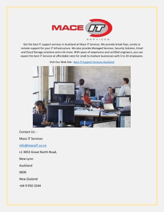 Find The Best IT Support Services In Auckland At Mace IT Services