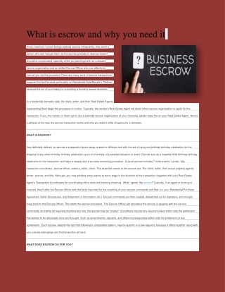 What is escrow and why you need it