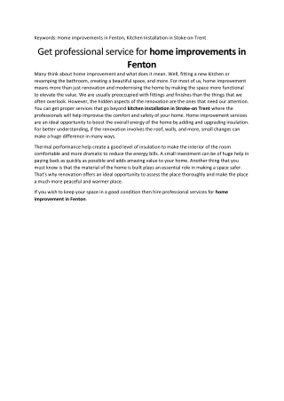 Get professional service for home improvements in Fenton