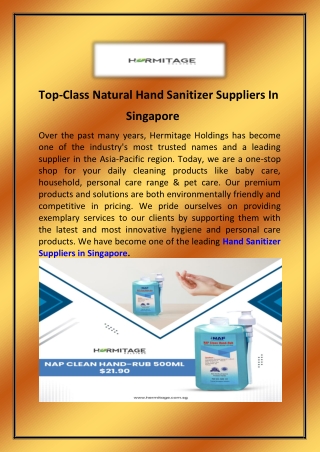 Top-Class Natural Hand Sanitizer Suppliers In Singapore