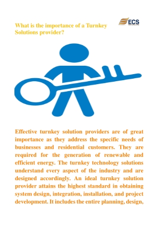 What is the importance of a Turnkey Solutions provider?