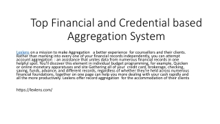 Top Financial and Credential based Aggregation System