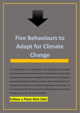 Five Behaviours to Adapt for Climate Change