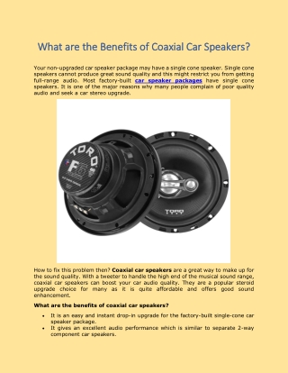 What are the Benefits of Coaxial Car Speakers?