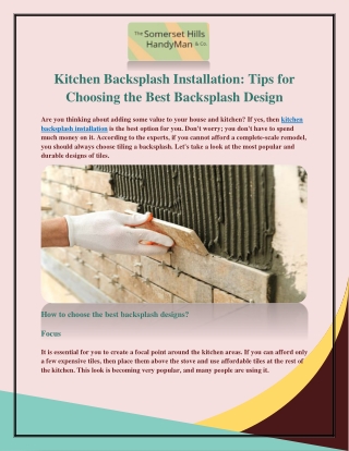 Expert Tips For Choosing The Right Kitchen Backsplash Installation in Bernardsvi