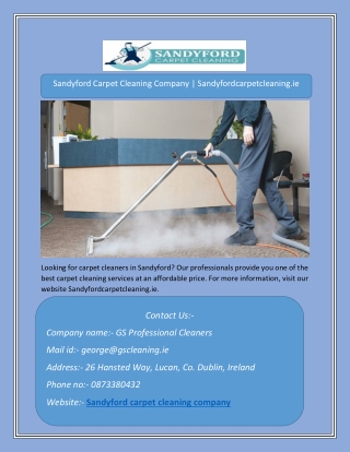 Sandyford Carpet Cleaning Company | Sandyfordcarpetcleaning.ie