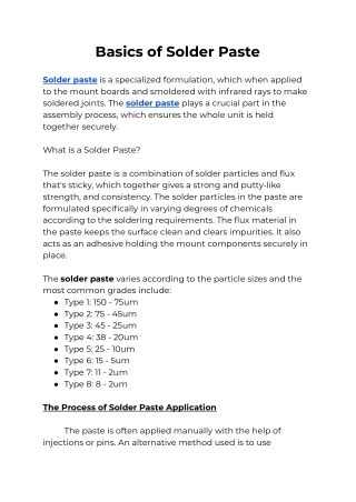 Basics of Solder Paste