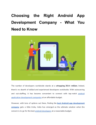 Choosing the Right Android App Development Company - What You Need to Know