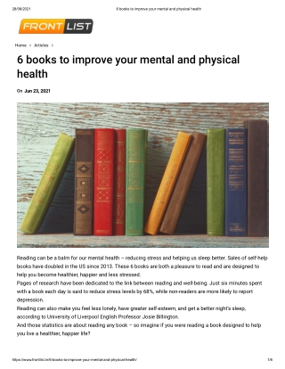 6 books to improve your mental and physical health - frontlist