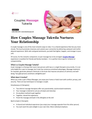 Couples Massage Tukwila.