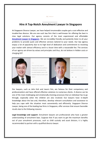 Annulment Lawyer in Singapore