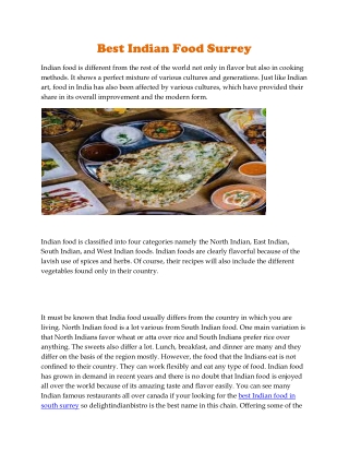 Best Indian Food Surrey
