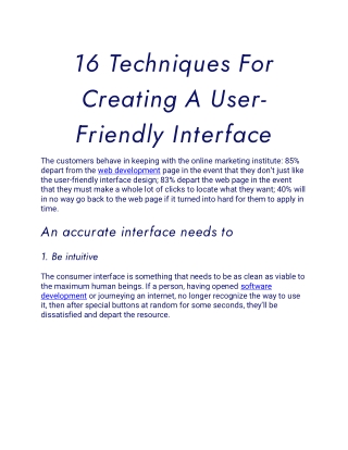 16 Techniques For Creating A User-Friendly Interface