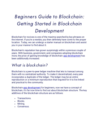 Beginners Guide to Blockchain