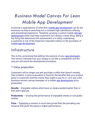 Business Model Canvas For Lean Mobile App Development