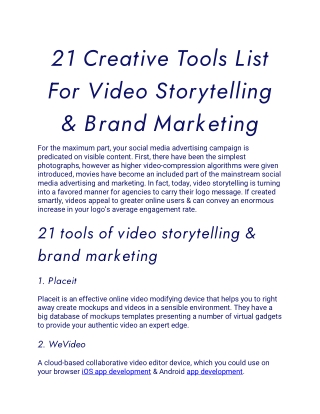 21 Creative Tools List For Video Storytelling & Brand Marketing