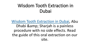Wisdom Tooth Extraction in Dubai
