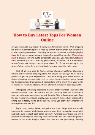 How to Buy Latest Tops For Women Online