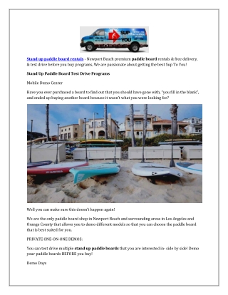 Stand up paddle board rentals