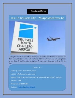 Taxi To Charleroi Airport | Yourprivatedriver.be