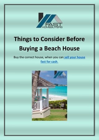Things to Consider Before Buying a Beach House