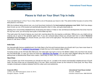 Places to Visit on Your Short Trip in India