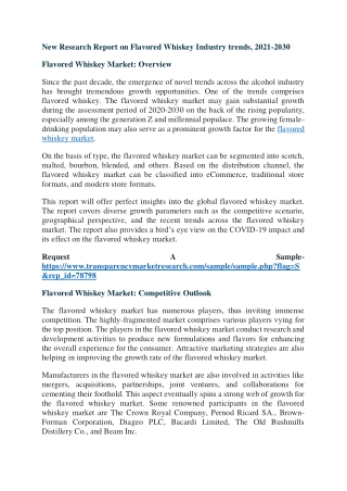 New Research Report on Flavored Whiskey Industry trends, 2021-2030