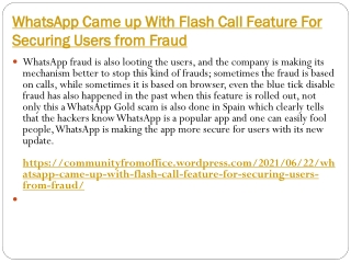 WhatsApp Came up With Flash Call Feature For Securing Users from Fraud