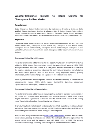 Chloroprene Rubber Market