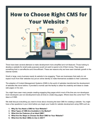 How to Choose Right CMS for Your Website