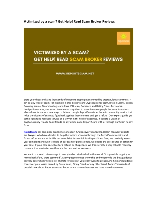 Victimized by a scam Get Help! Read Scam Broker Reviews