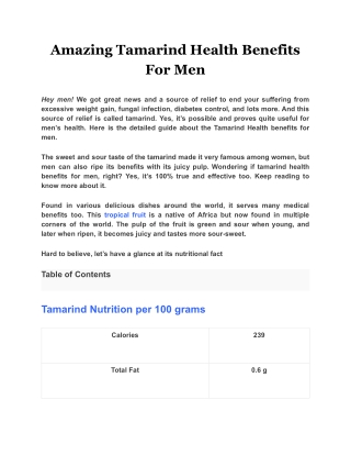 Amazing Tamarind Health Benefits For Men