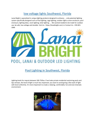 low voltage lights Southwest, Florida