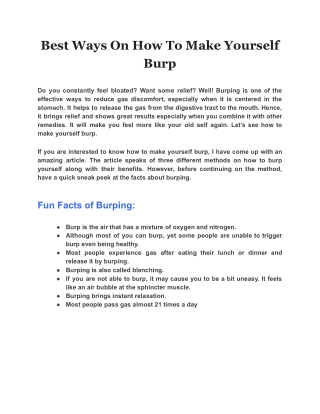 Best Ways On How To Make Yourself Burp