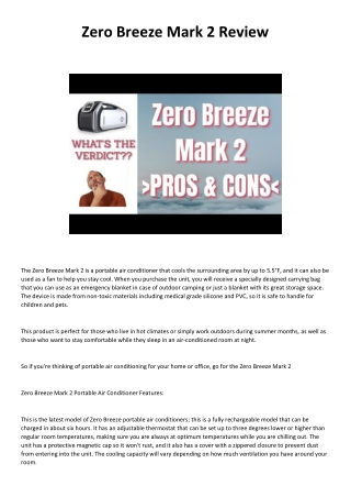 Zero Breeze Mark 2 Reviews
