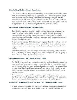 Cloth Finishing Machines Market
