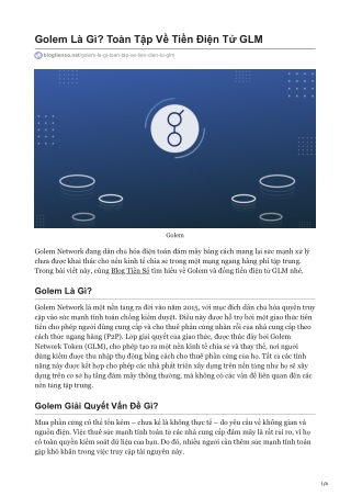 Golem Là Gì? Toàn Tập Về Tiền Điện Tử GLM