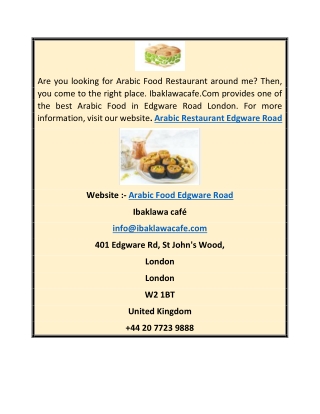 Arabic Restaurant Edgware Road