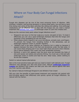 Where on Your Body Can Fungal Infections Attack?